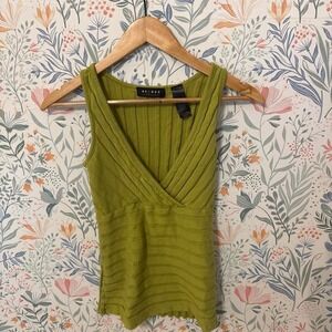 Vintage Y2K Axcess Olive Green Ribbed Surplice Knit Top